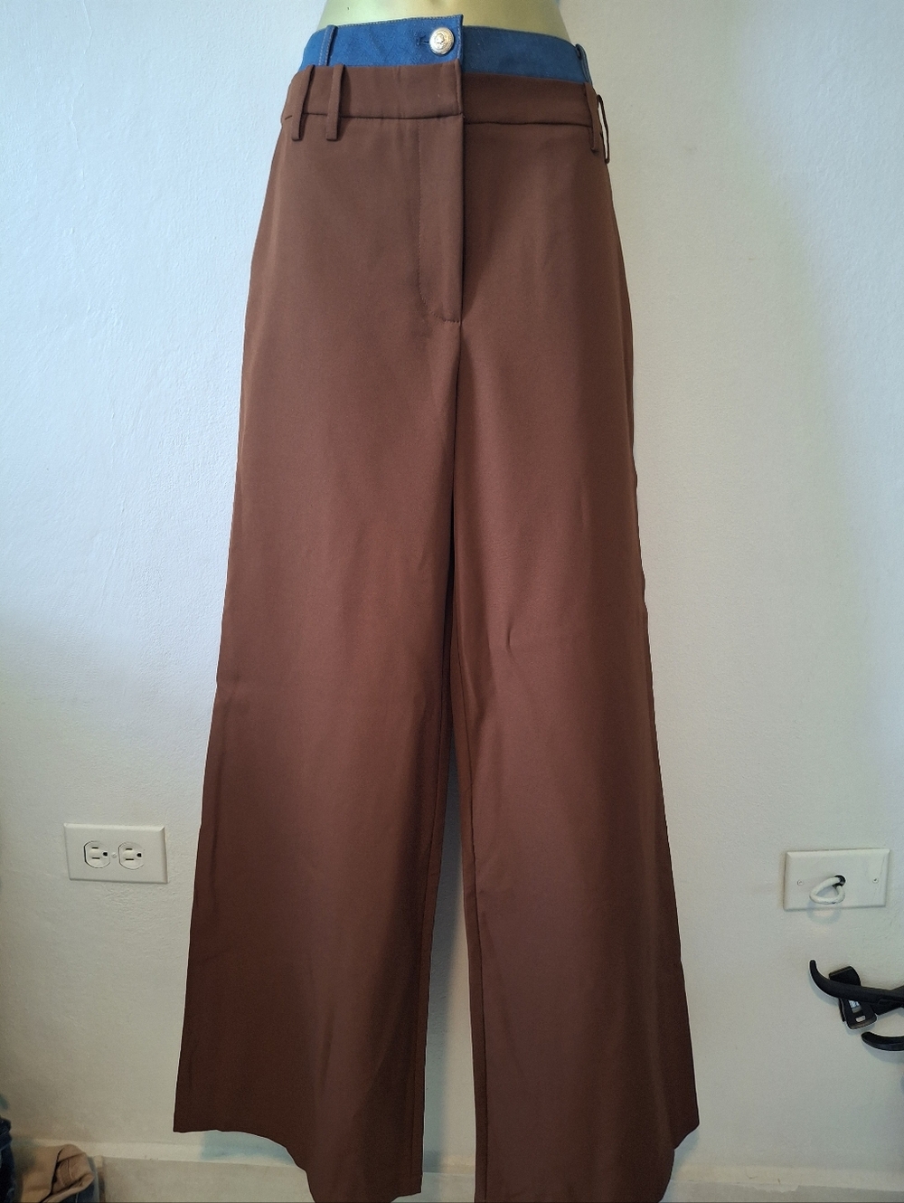 Ovi Brown Wide-Leg High-Rise Trousers